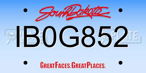 IB0G852 South Dakota License Plate