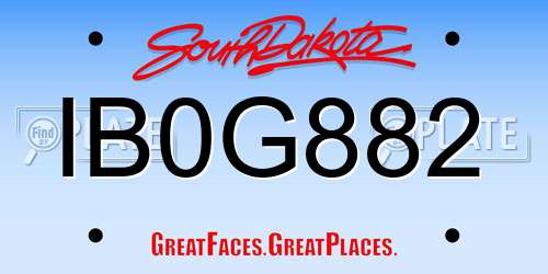 IB0G882 South Dakota License Plate