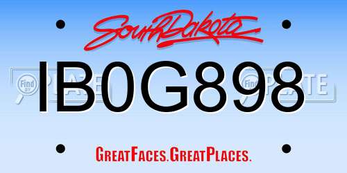 IB0G898 South Dakota License Plate