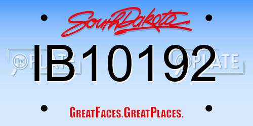 IB10192 South Dakota License Plate