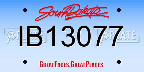 IB13077 South Dakota License Plate