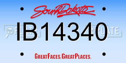 IB14340 South Dakota License Plate