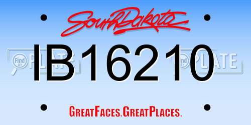 IB16210 South Dakota License Plate