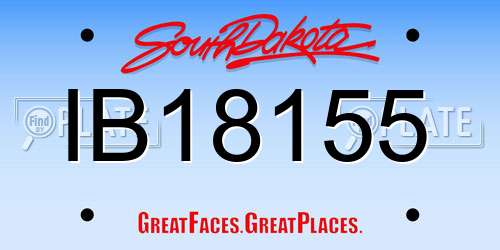 IB18155 South Dakota License Plate