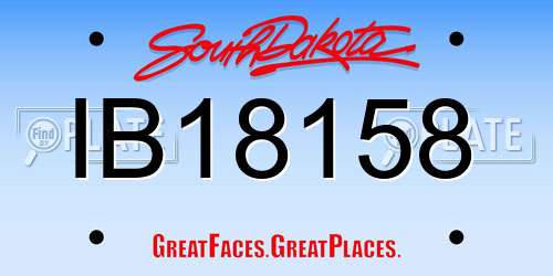 IB18158 South Dakota License Plate
