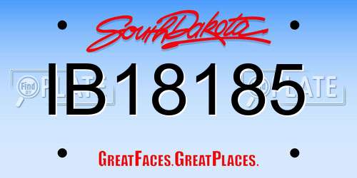 IB18185 South Dakota License Plate