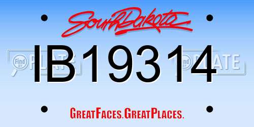 IB19314 South Dakota License Plate