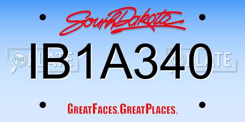 IB1A340 South Dakota License Plate