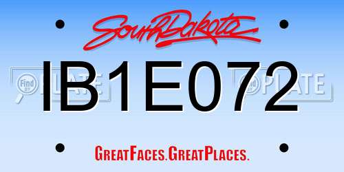 IB1E072 South Dakota License Plate