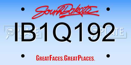 IB1Q192 South Dakota License Plate
