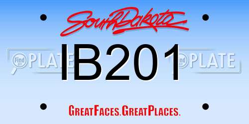 IB201 South Dakota License Plate