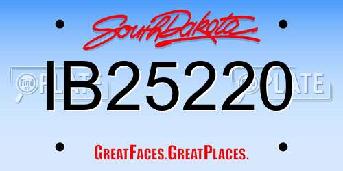 IB25220 South Dakota License Plate