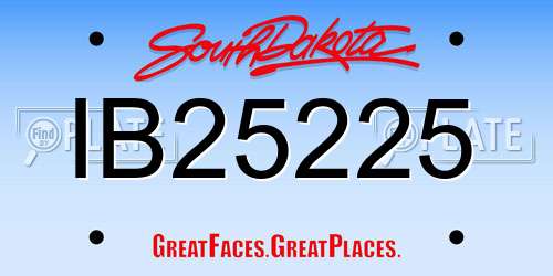 IB25225 South Dakota License Plate