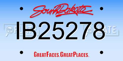 IB25278 South Dakota License Plate
