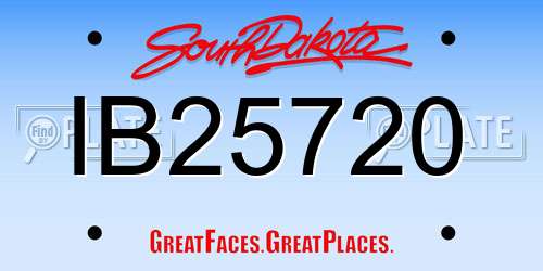 IB25720 South Dakota License Plate