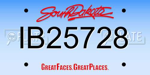 IB25728 South Dakota License Plate