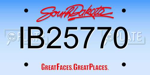 IB25770 South Dakota License Plate