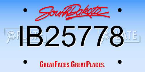 IB25778 South Dakota License Plate
