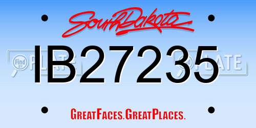 IB27235 South Dakota License Plate