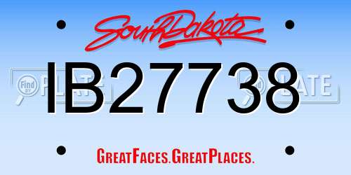 IB27738 South Dakota License Plate