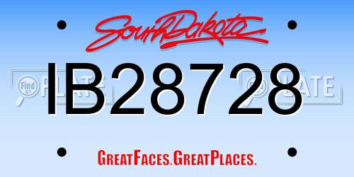 IB28728 South Dakota License Plate