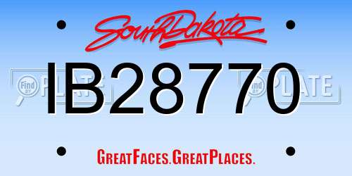 IB28770 South Dakota License Plate