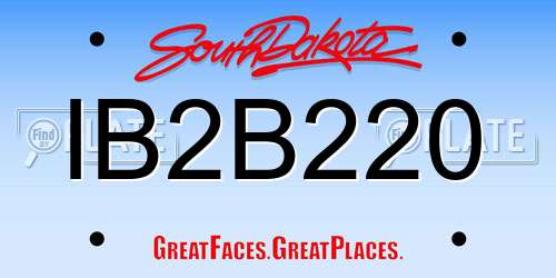 IB2B220 South Dakota License Plate