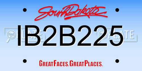 IB2B225 South Dakota License Plate