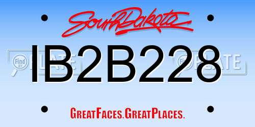 IB2B228 South Dakota License Plate