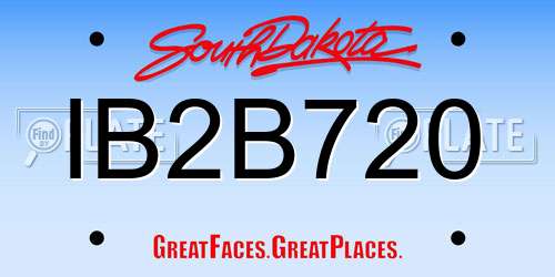 IB2B720 South Dakota License Plate