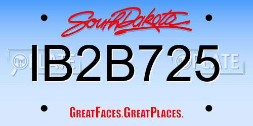 IB2B725 South Dakota License Plate