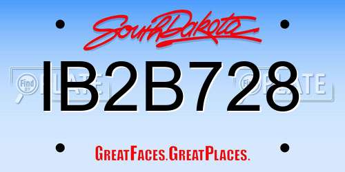 IB2B728 South Dakota License Plate