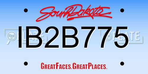 IB2B775 South Dakota License Plate