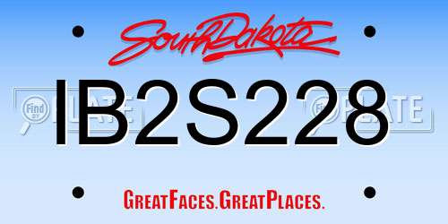 IB2S228 South Dakota License Plate