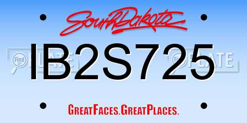 IB2S725 South Dakota License Plate