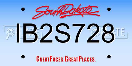 IB2S728 South Dakota License Plate