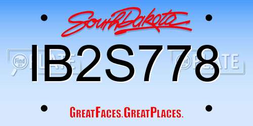 IB2S778 South Dakota License Plate