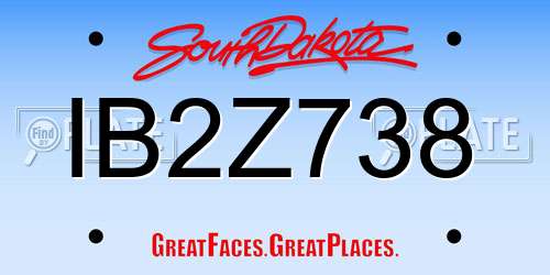 IB2Z738 South Dakota License Plate