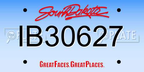 IB30627 South Dakota License Plate