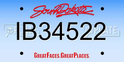 IB34522 South Dakota License Plate