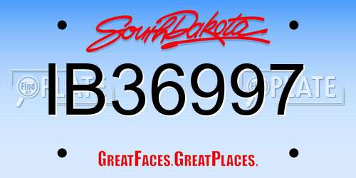 IB36997 South Dakota License Plate