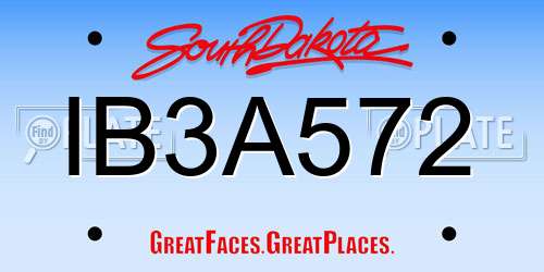 IB3A572 South Dakota License Plate