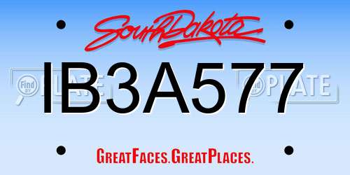 IB3A577 South Dakota License Plate