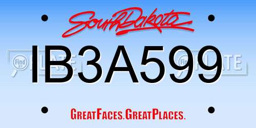 IB3A599 South Dakota License Plate