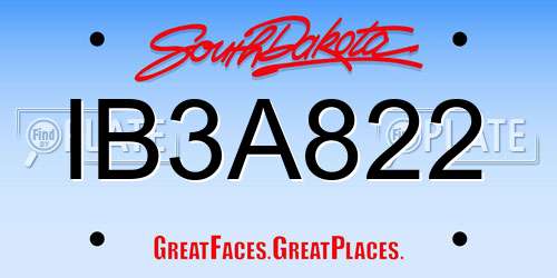 IB3A822 South Dakota License Plate