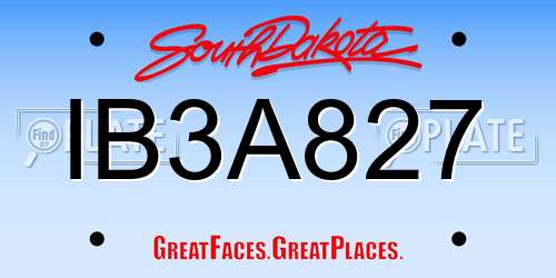 IB3A827 South Dakota License Plate