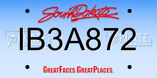 IB3A872 South Dakota License Plate