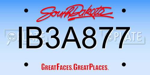 IB3A877 South Dakota License Plate