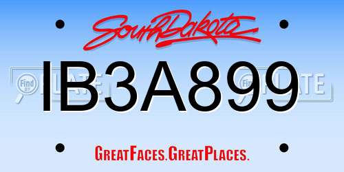 IB3A899 South Dakota License Plate