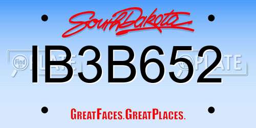 IB3B652 South Dakota License Plate